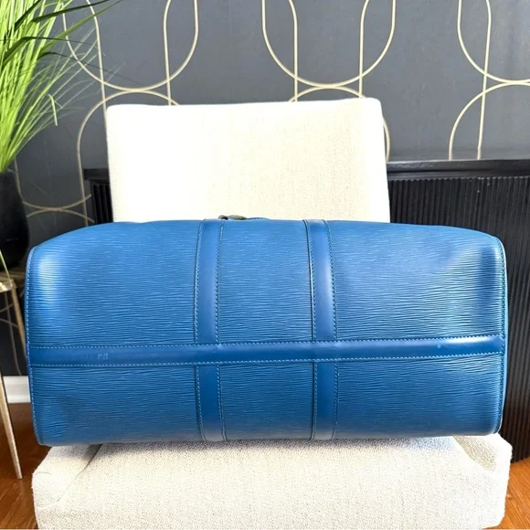 Authentic Louis Vuitton Keepall 45 blue Epi leather travel bag unisex - Picture 11 of 16